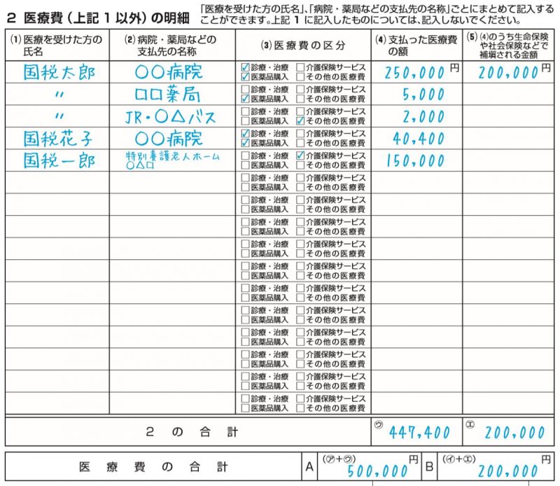 医療費の明細